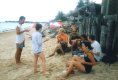 Rehearsing on the beach for our Brazilian debut at Olinda Carnival 1997